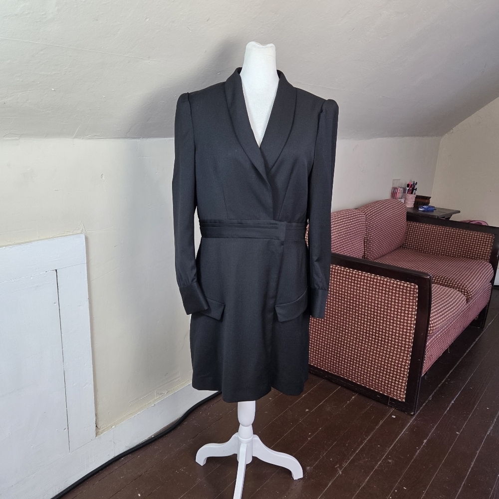 The Kooples Paris Black Tailored Blazer Dress Wool Size 3 Us M